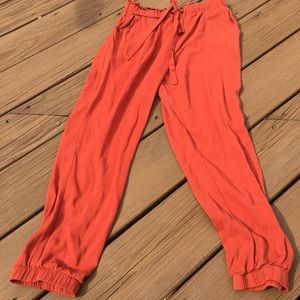 Orange paper bag pants!